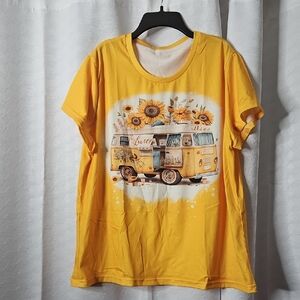 Yellow T-Shirt with Sunflower Van Print